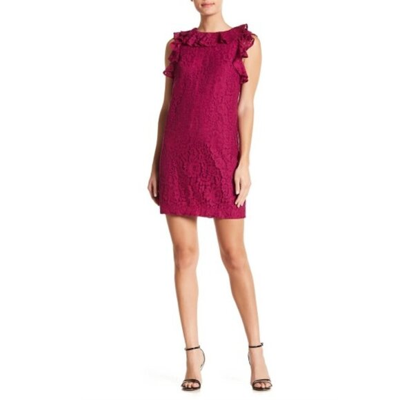 Trina Turk Oakray Lace Ruffle-Trim Dress - Picture 2 of 3